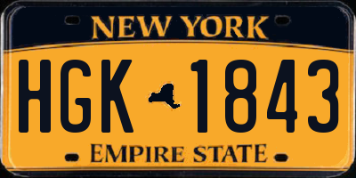 NY license plate HGK1843