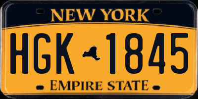 NY license plate HGK1845