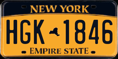 NY license plate HGK1846