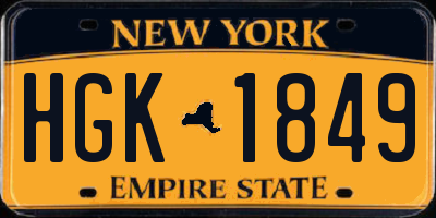 NY license plate HGK1849