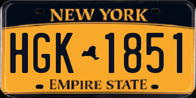 NY license plate HGK1851