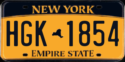 NY license plate HGK1854