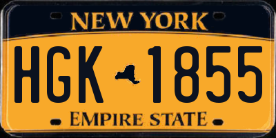 NY license plate HGK1855