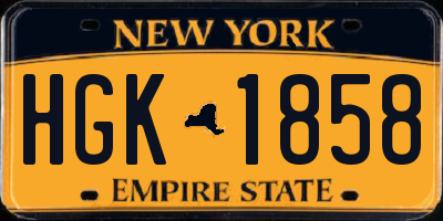 NY license plate HGK1858