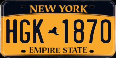 NY license plate HGK1870