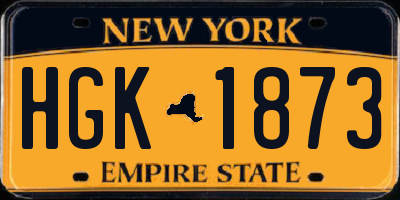 NY license plate HGK1873