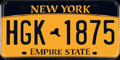 NY license plate HGK1875