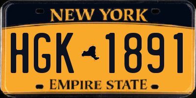 NY license plate HGK1891