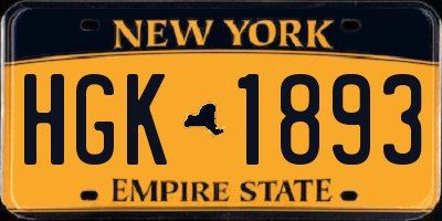 NY license plate HGK1893