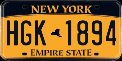 NY license plate HGK1894