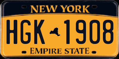 NY license plate HGK1908