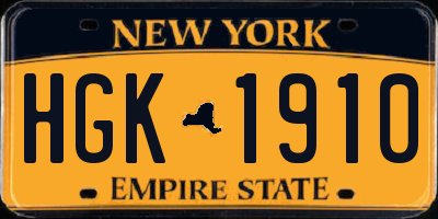 NY license plate HGK1910