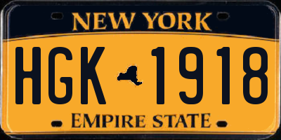 NY license plate HGK1918