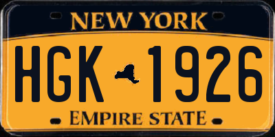 NY license plate HGK1926