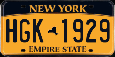 NY license plate HGK1929