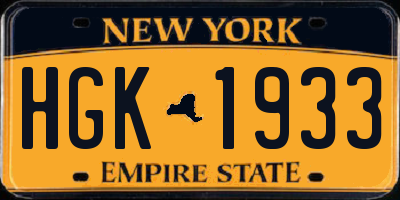 NY license plate HGK1933