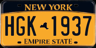NY license plate HGK1937