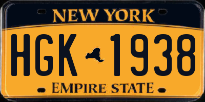 NY license plate HGK1938