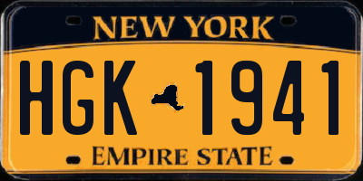 NY license plate HGK1941