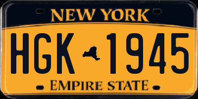 NY license plate HGK1945