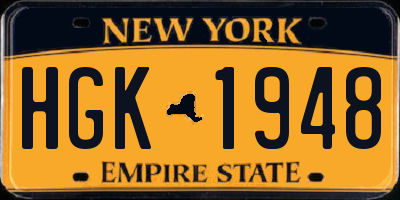 NY license plate HGK1948