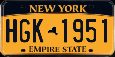 NY license plate HGK1951