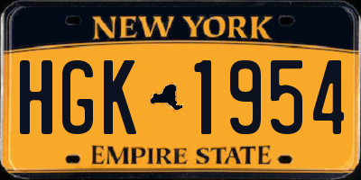 NY license plate HGK1954