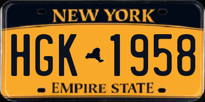 NY license plate HGK1958