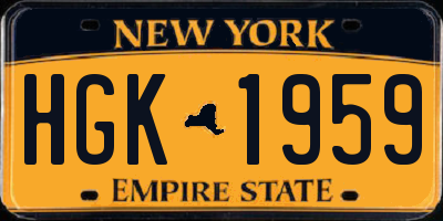 NY license plate HGK1959