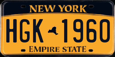 NY license plate HGK1960