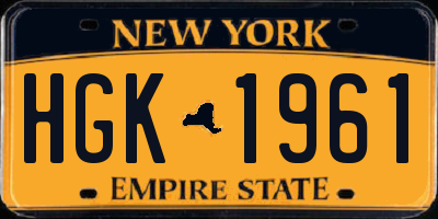 NY license plate HGK1961