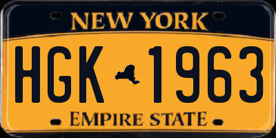 NY license plate HGK1963