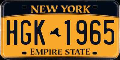 NY license plate HGK1965