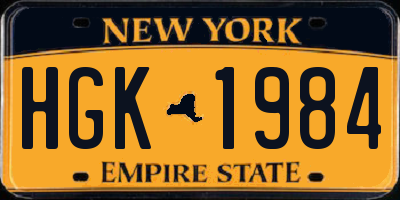 NY license plate HGK1984