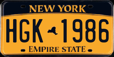 NY license plate HGK1986