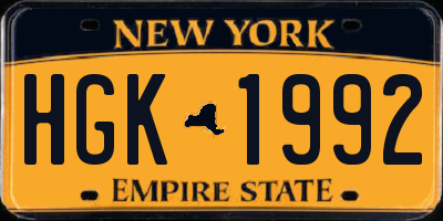 NY license plate HGK1992