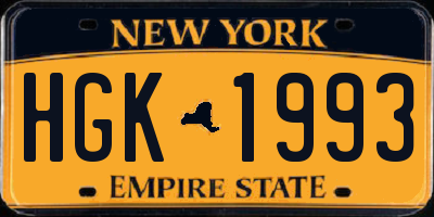 NY license plate HGK1993