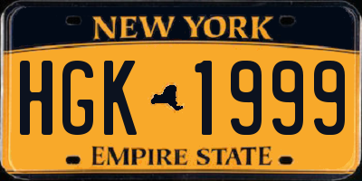 NY license plate HGK1999