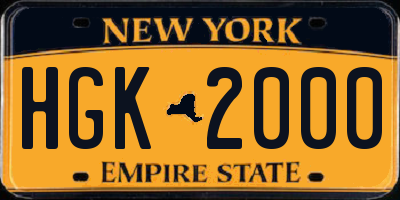 NY license plate HGK2000