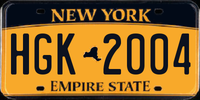 NY license plate HGK2004