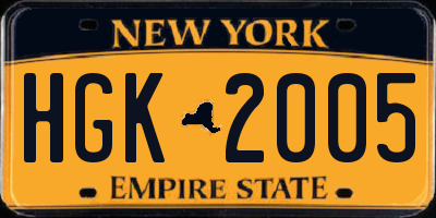 NY license plate HGK2005