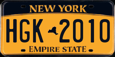 NY license plate HGK2010