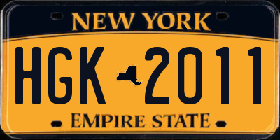 NY license plate HGK2011