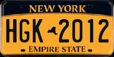 NY license plate HGK2012