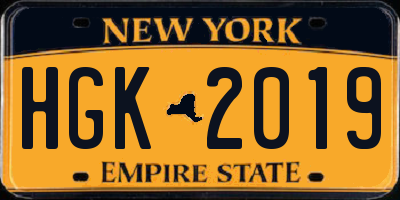 NY license plate HGK2019