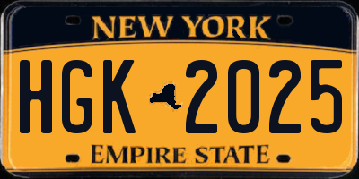 NY license plate HGK2025