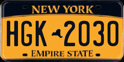 NY license plate HGK2030