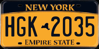 NY license plate HGK2035