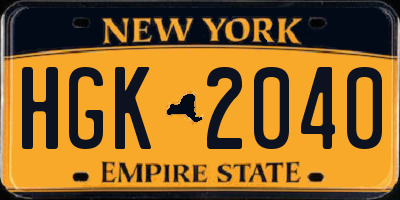 NY license plate HGK2040