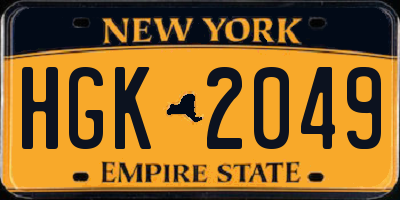 NY license plate HGK2049